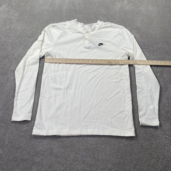 Nike Sportswear Club Long-Sleeves Henley Neck Logo T-Shirt Men's Size S White - Picture 8 of 12